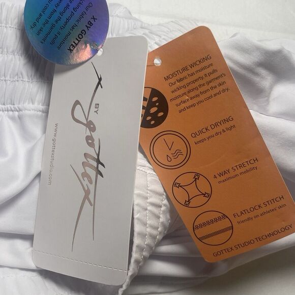 Gottex Studio White Active Running Shorts Sz Large NWT Stretch Moisture Wicking - Picture 4 of 8